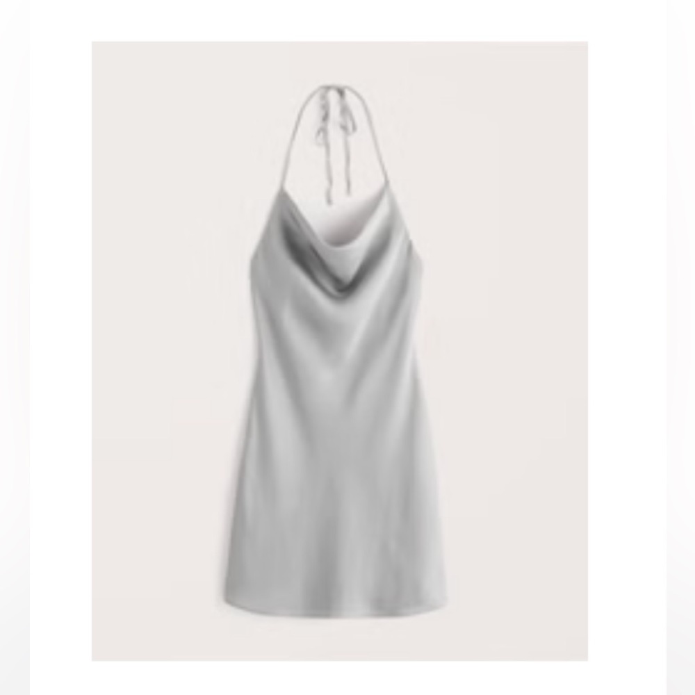 Abercrombie & Fitch Women's Cowl Neck Slip Mini Dress Grey Medium Tall NWOT